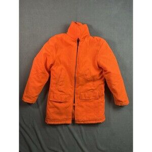 Vintage Dickies Coat Mens Small Made USA Orange Work Quilted Jacket Long Parka